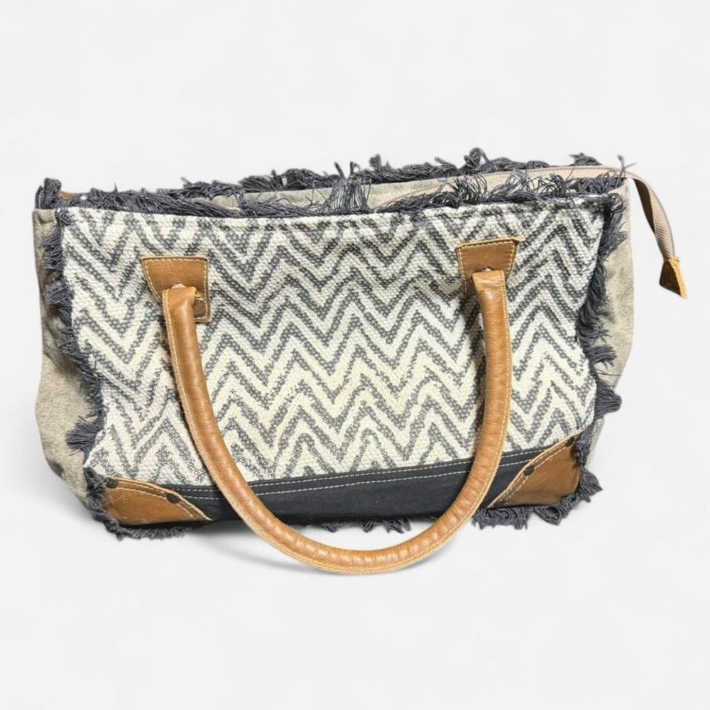 Bhrayna‎ Upcycled Leather Western Cow Hide Tote Bag